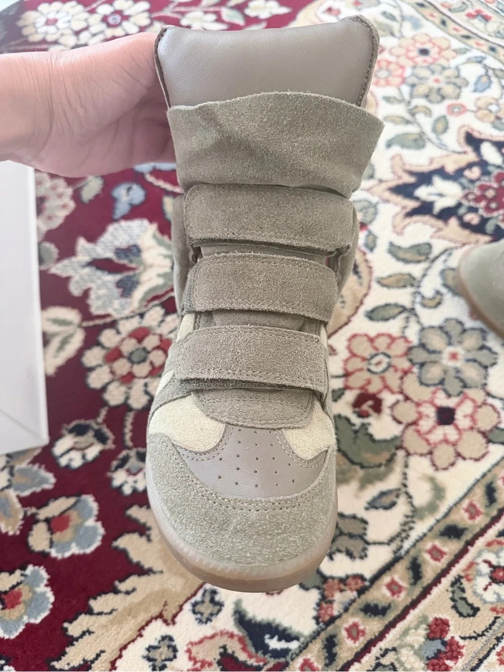 Isabel Marant Taupe High-Top Suede Wedge Sneakers